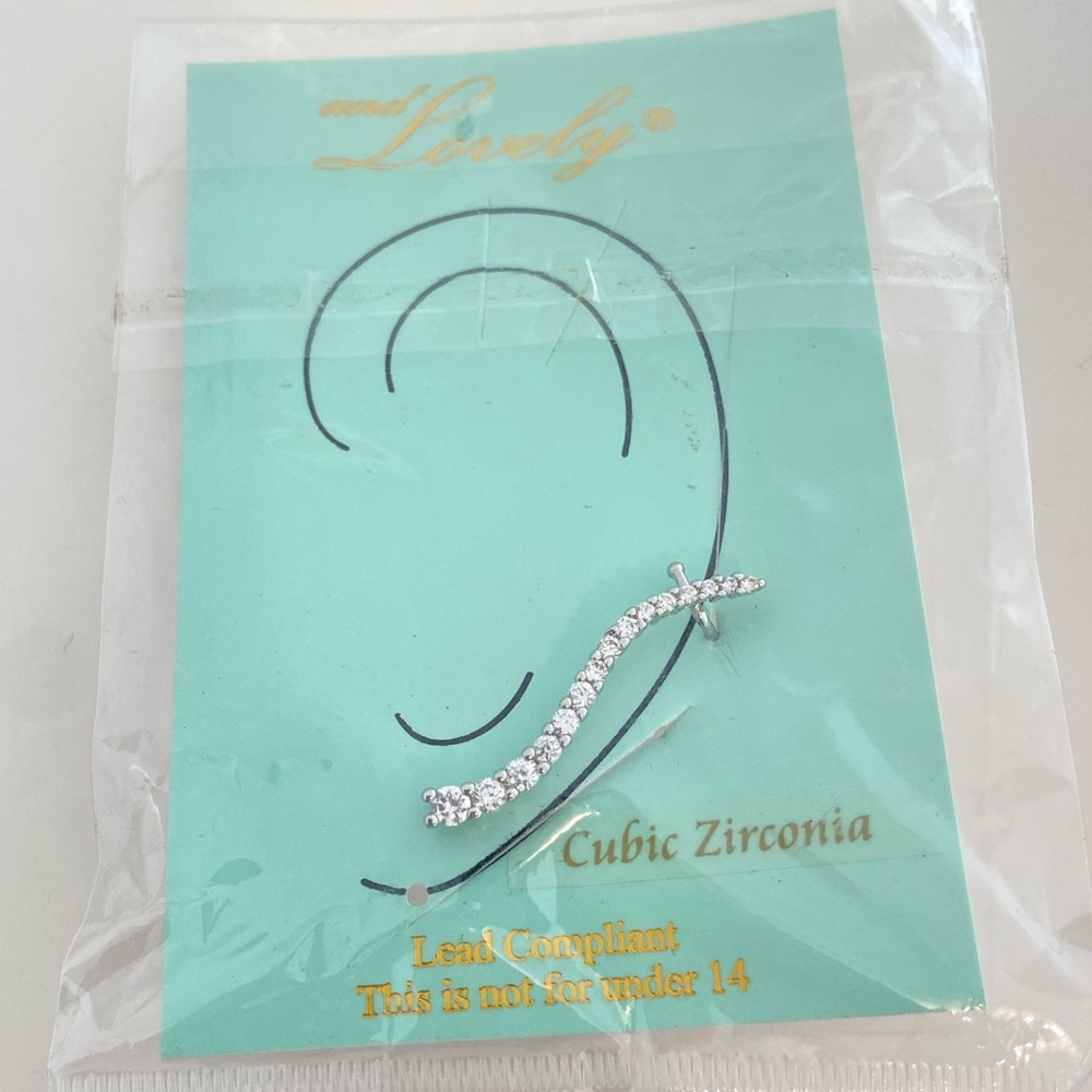 Brand New Silver Tone Cubic Zirconia Earring Ear Cuff